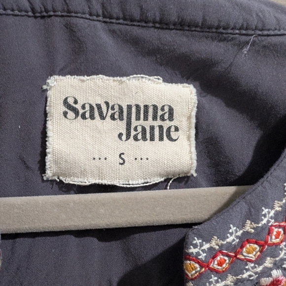 Savanna Jane Embroidered Boho Blouse Small Floral Peasant Top Cottagecore - Picture 3 of 10